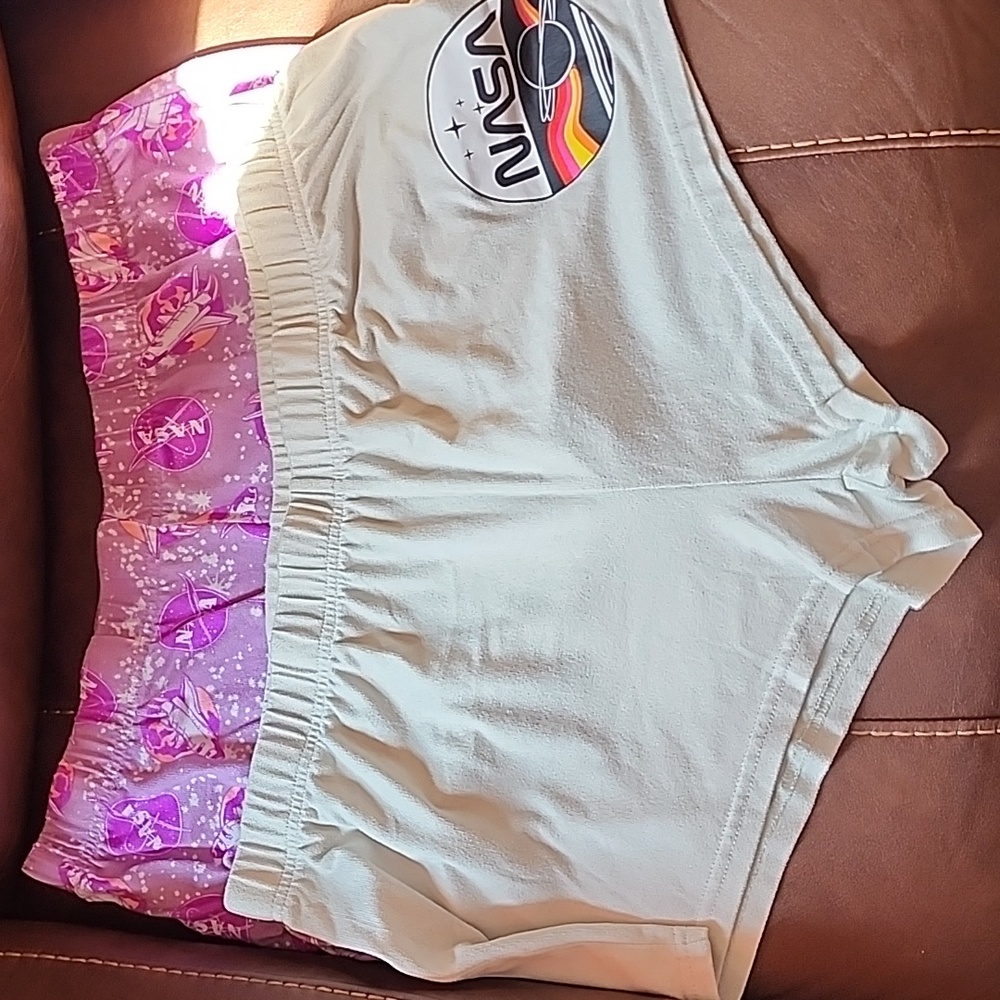 2 Pair NASA Women's Pajama Shorts - Purple And Gray